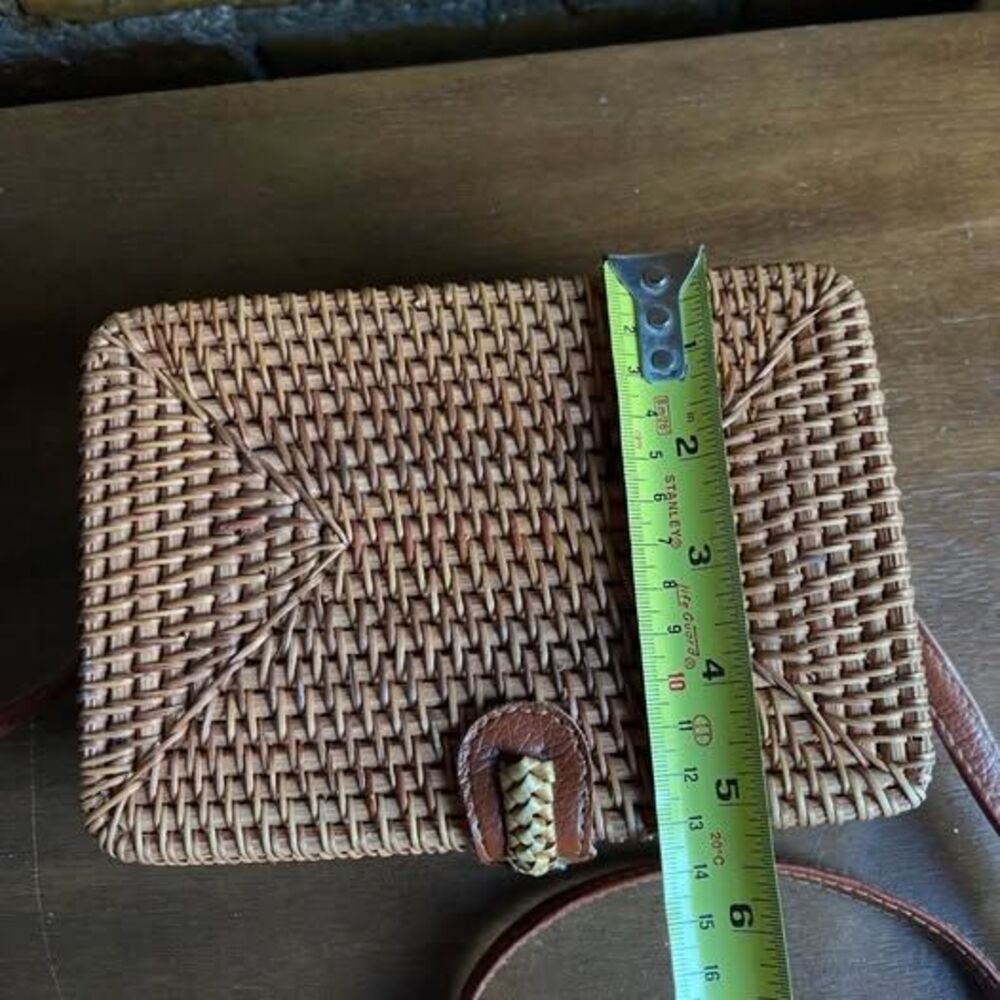 Mini Woven Rattan Square Bag - Picture 9 of 10